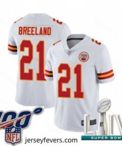 2020 Super Bowl LIV Kansas City Chiefs #21 Bashaud Breeland White Vapor Untouchable Limited Player Football Jersey