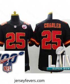 2020 Super Bowl LIV Kansas City Chiefs #25 Jamaal Charles Black Team Color Vapor Untouchable Limited Player Football Jersey