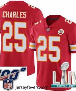 2020 Super Bowl LIV Kansas City Chiefs #25 Jamaal Charles Red Team Color Vapor Untouchable Limited Player Football Jersey
