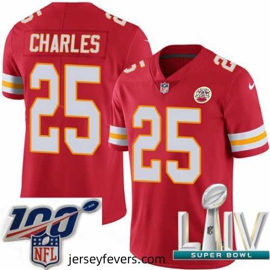 2020 Super Bowl LIV Kansas City Chiefs #25 Jamaal Charles Red Team Color Vapor Untouchable Limited Player Football Jersey