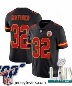 2020 Super Bowl LIV Kansas City Chiefs #32 Tyrann Mathieu Limited Black Rush Vapor Untouchable Football Jersey