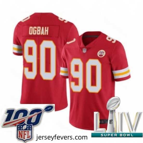 2020 Super Bowl LIV Kansas City Chiefs #90 Emmanuel Ogbah Red Team Color Vapor Untouchable Limited Player Football Jersey