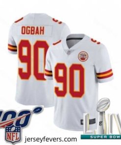 2020 Super Bowl LIV Kansas City Chiefs #90 Emmanuel Ogbah White Vapor Untouchable Limited Player Football Jersey