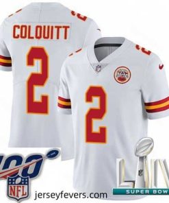 2020 Super Bowl LIV Nike Kansas City Chiefs #2 Dustin Colquitt White Vapor Untouchable Limited Player NFL Jersey