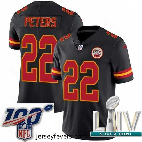 2020 Super Bowl LIV Nike Kansas City Chiefs #22 Marcus Peters Limited Black Rush Vapor Untouchable NFL Jersey