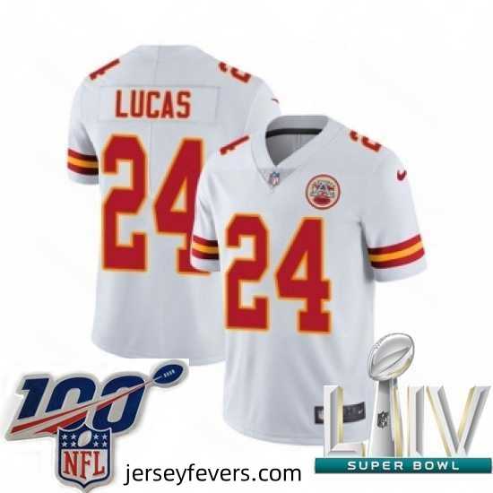 2020 Super Bowl LIV Nike Kansas City Chiefs #24 Jordan Lucas White Vapor Untouchable Limited Player NFL Jersey