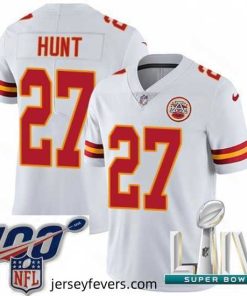 2020 Super Bowl LIV Nike Kansas City Chiefs #27 Kareem Hunt White Vapor Untouchable Limited Player NFL Jersey
