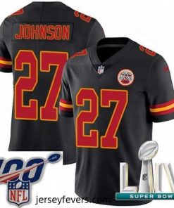 2020 Super Bowl LIV Nike Kansas City Chiefs #27 Larry Johnson Limited Black Rush Vapor Untouchable NFL Jersey