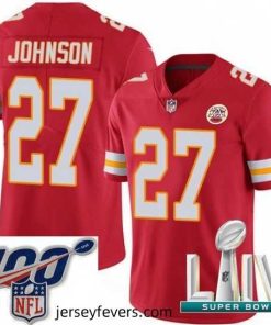 2020 Super Bowl LIV Nike Kansas City Chiefs #27 Larry Johnson Red Team Color Vapor Untouchable Limited Player NFL Jersey