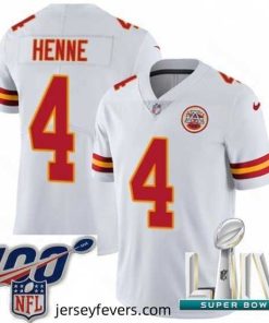 2020 Super Bowl LIV Nike Kansas City Chiefs #4 Chad Henne White Vapor Untouchable Limited Player NFL Jersey