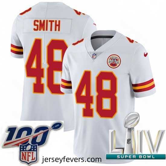 2020 Super Bowl LIV Nike Kansas City Chiefs #48 Terrance Smith White Vapor Untouchable Limited Player NFL Jersey