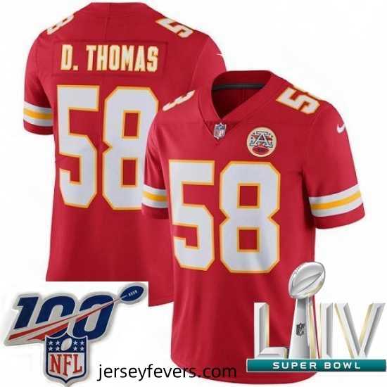 2020 Super Bowl LIV Nike Kansas City Chiefs #58 Derrick Thomas Red Team Color Vapor Untouchable Limited Player NFL Jersey