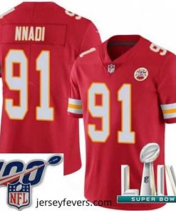 2020 Super Bowl LIV Nike Kansas City Chiefs #91 Derrick Nnadi Red Team Color Vapor Untouchable Limited Player NFL Jersey