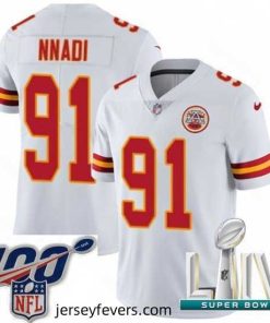 2020 Super Bowl LIV Nike Kansas City Chiefs #91 Derrick Nnadi White Vapor Untouchable Limited Player NFL Jersey