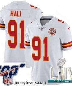2020 Super Bowl LIV Nike Kansas City Chiefs #91 Tamba Hali White Vapor Untouchable Limited Player NFL Jersey