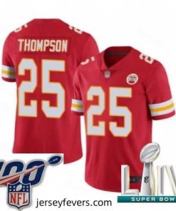 2020 Super Bowl LIV Kansas City Chiefs #25 Darwin Thompson Red Team Color Vapor Untouchable Limited Player Football Jersey