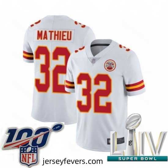 2020 Super Bowl LIV Kansas City Chiefs #32 Tyrann Mathieu White Vapor Untouchable Limited Player Football Jersey