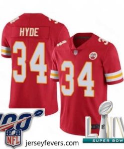 2020 Super Bowl LIV Kansas City Chiefs #34 Carlos Hyde Red Team Color Vapor Untouchable Limited Player Football Jersey