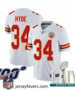 2020 Super Bowl LIV Kansas City Chiefs #34 Carlos Hyde White Vapor Untouchable Limited Player Football Jersey
