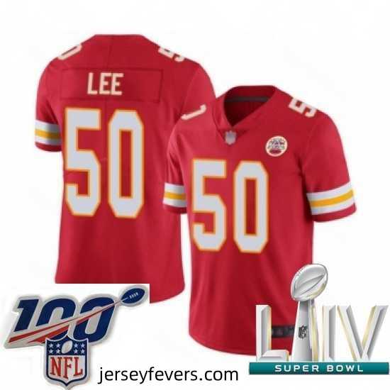 2020 Super Bowl LIV Kansas City Chiefs #50 Darron Lee Red Team Color Vapor Untouchable Limited Player Football Jersey