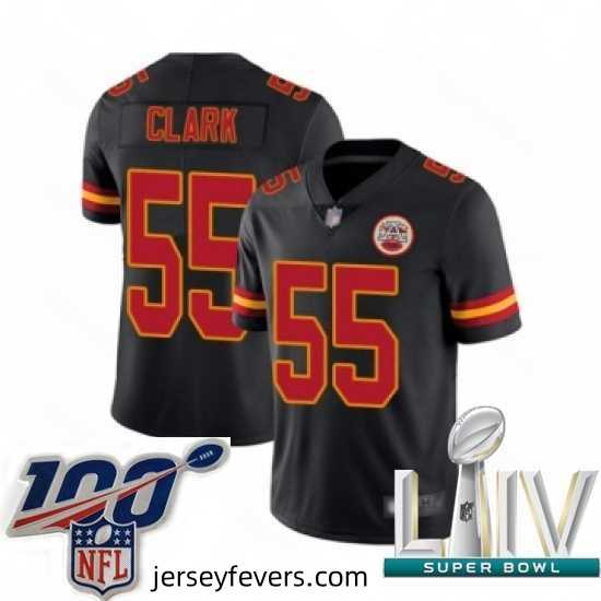 2020 Super Bowl LIV Kansas City Chiefs #55 Frank Clark Limited Black Rush Vapor Untouchable Football Jersey
