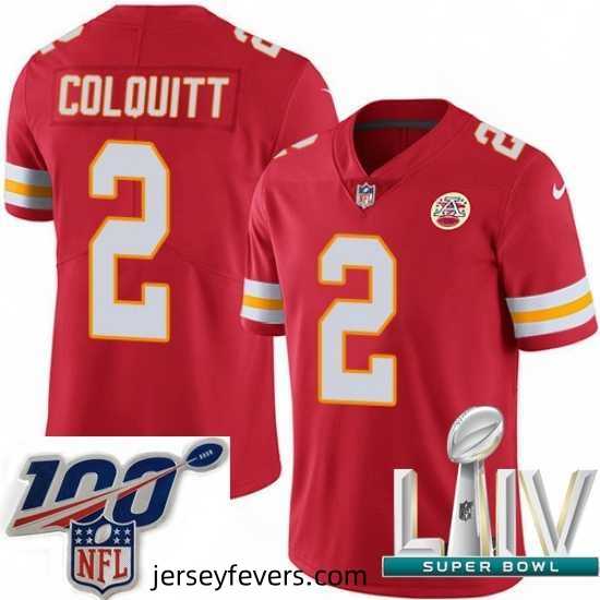 2020 Super Bowl LIV Nike Kansas City Chiefs #2 Dustin Colquitt Red Team Color Vapor Untouchable Limited Player NFL Jersey