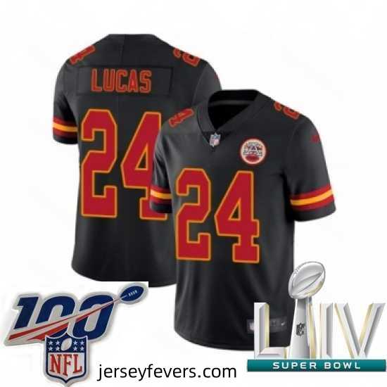 2020 Super Bowl LIV Nike Kansas City Chiefs #24 Jordan Lucas Limited Black Rush Vapor Untouchable NFL Jersey