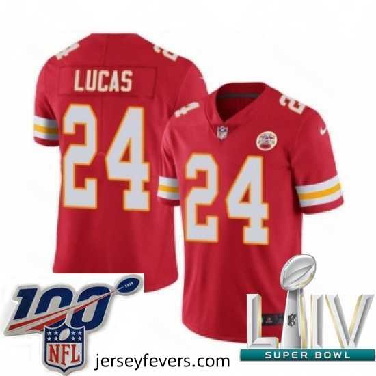 2020 Super Bowl LIV Nike Kansas City Chiefs #24 Jordan Lucas Red Team Color Vapor Untouchable Limited Player NFL Jersey