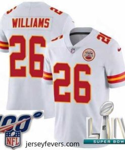 2020 Super Bowl LIV Nike Kansas City Chiefs #26 Damien Williams White Vapor Untouchable Limited Player NFL Jersey