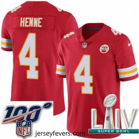 2020 Super Bowl LIV Nike Kansas City Chiefs #4 Chad Henne Red Team Color Vapor Untouchable Limited Player NFL Jersey