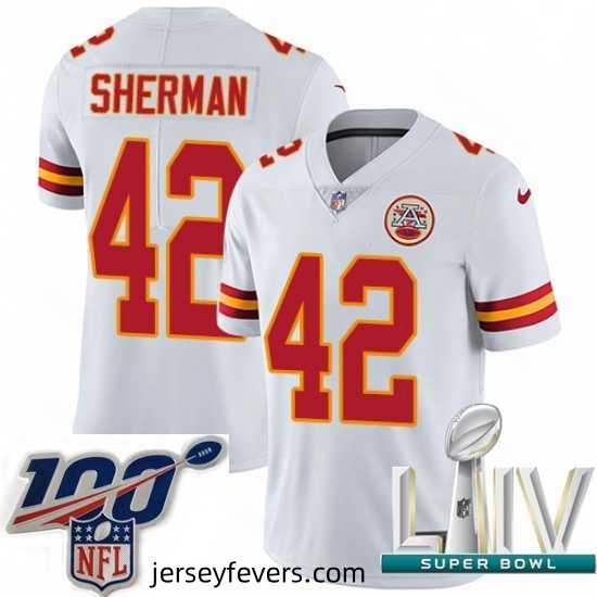 2020 Super Bowl LIV Nike Kansas City Chiefs #42 Anthony Sherman White Vapor Untouchable Limited Player NFL Jersey