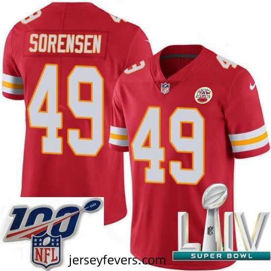 2020 Super Bowl LIV Nike Kansas City Chiefs #49 Daniel Sorensen Red Team Color Vapor Untouchable Limited Player NFL Jersey