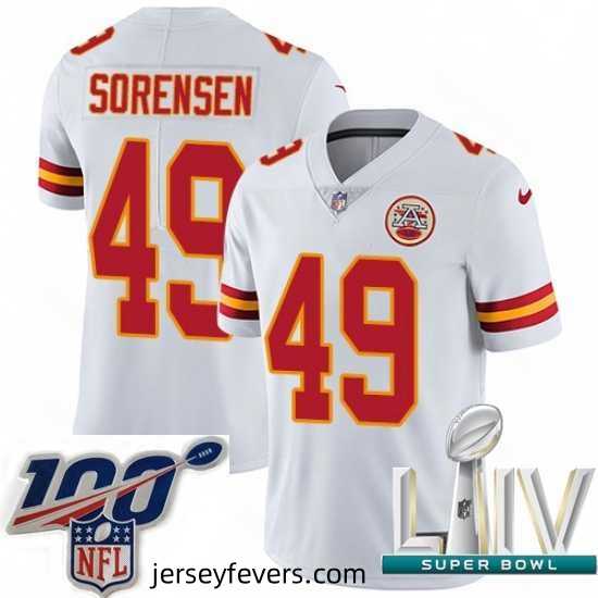 2020 Super Bowl LIV Nike Kansas City Chiefs #49 Daniel Sorensen White Vapor Untouchable Limited Player NFL Jersey