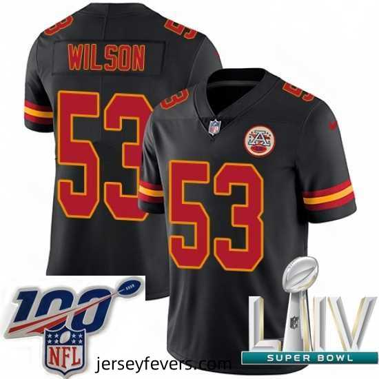 2020 Super Bowl LIV Nike Kansas City Chiefs #53 Ramik Wilson Limited Black Rush Vapor Untouchable NFL Jersey