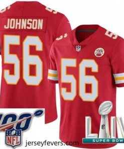 2020 Super Bowl LIV Nike Kansas City Chiefs #56 Derrick Johnson Red Team Color Vapor Untouchable Limited Player NFL Jersey