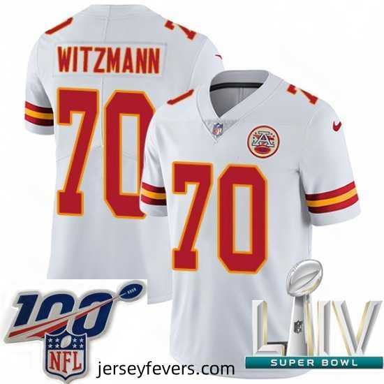 2020 Super Bowl LIV Nike Kansas City Chiefs #70 Bryan Witzmann White Vapor Untouchable Limited Player NFL Jersey