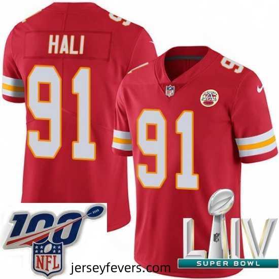 2020 Super Bowl LIV Nike Kansas City Chiefs #91 Tamba Hali Red Team Color Vapor Untouchable Limited Player NFL Jersey
