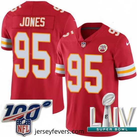 2020 Super Bowl LIV Nike Kansas City Chiefs #95 Chris Jones Red Team Color Vapor Untouchable Limited Player NFL Jersey