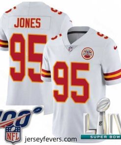 2020 Super Bowl LIV Nike Kansas City Chiefs #95 Chris Jones White Vapor Untouchable Limited Player NFL Jersey