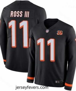 Bengals 11 John Ross III Black Team Color Stitched Football Limited Therma Long Sleeve Jersey
