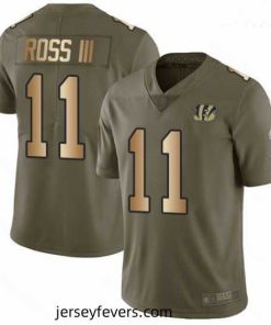 Bengals 11 John Ross III Olive Gold Stitched Football Limited 2017 Salute To Service Jersey