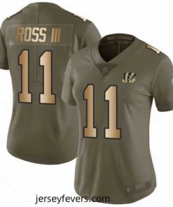 Bengals #11 John Ross III Olive Gold Stitched Football Limited 2017 Salute to Service Jersey
