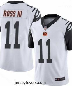 Bengals 11 John Ross III White Stitched Football Limited Rush Jersey