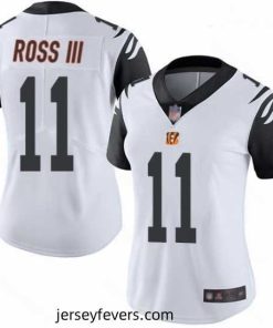 Bengals #11 John Ross III White Stitched Football Limited Rush Jersey
