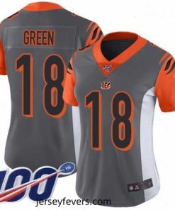Bengals #18 A J  Green Silver Stitched Football Limited Inverted Legend 100th Season Jersey