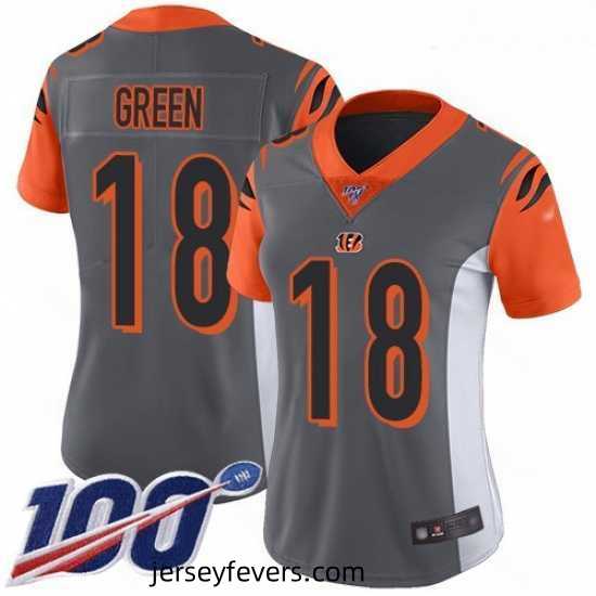 Bengals #18 A J Green Silver Stitched Football Limited Inverted Legend 100th Season Jersey
