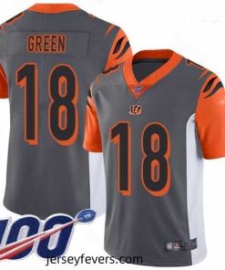 Bengals #18 A J  Green Silver Stitched Football Limited Inverted Legend 100th Season Jersey