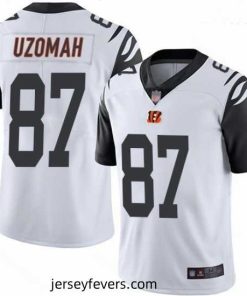 Bengals 87 C J  Uzomah White Stitched Football Limited Rush Jersey