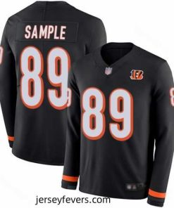 Bengals 89 Drew Sample Black Team Color Stitched Football Limited Therma Long Sleeve Jersey