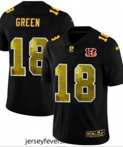 Cincinnati Bengals 18 A J  Green Black Nike Golden Sequin Vapor Limited NFL Jersey